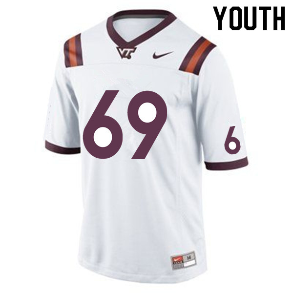 Youth #69 Luke Tenuta Virginia Tech Hokies College Football Jerseys Sale-White - Click Image to Close